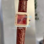 Copy Cartier Panthere De Red Dial Rose Gold Diamond Case Brown Leather Strap Watch (1)_th.jpg